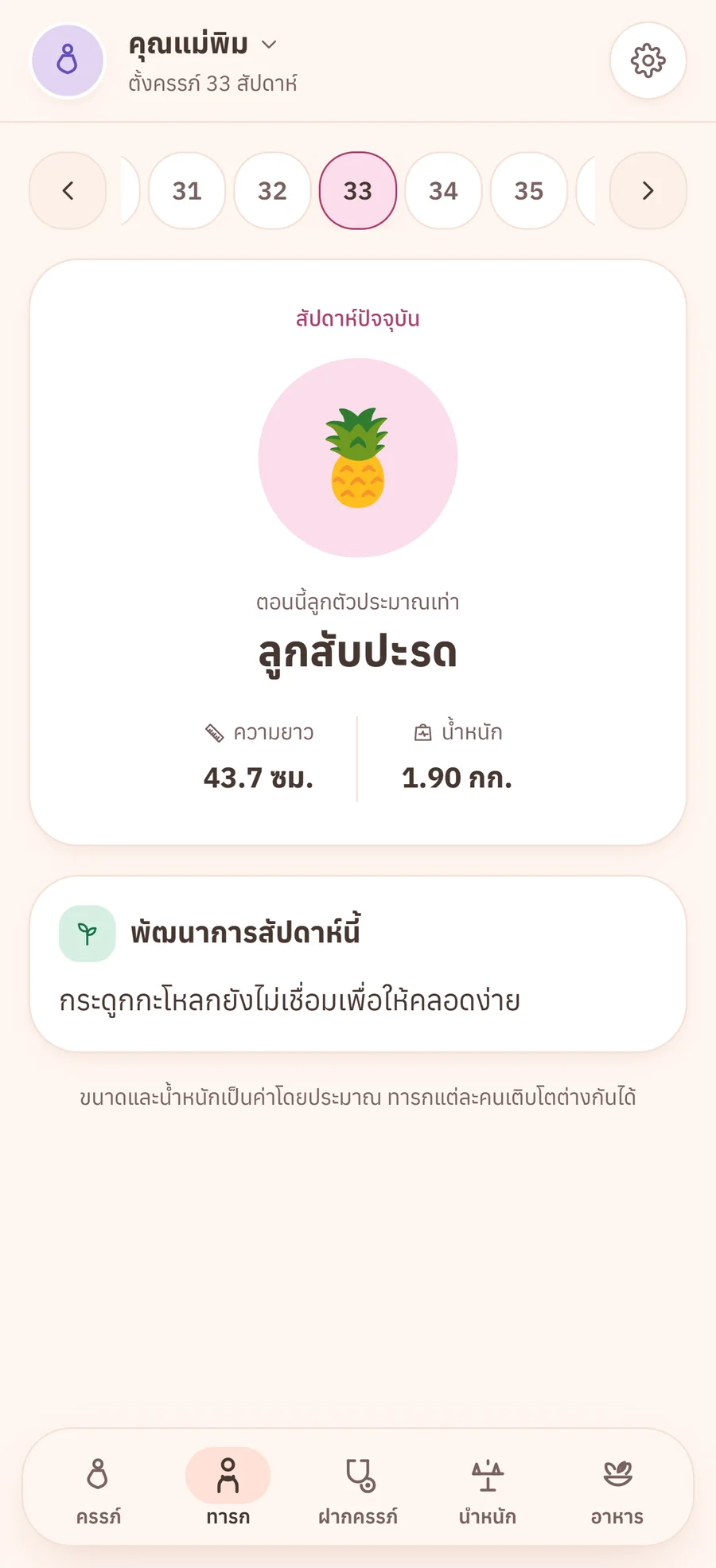 พัฒนาการทารกในครรภ์รายสัปดาห์